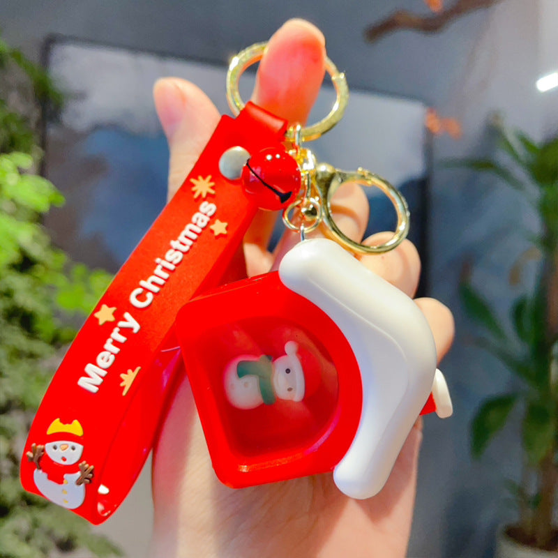 Wholesale Christmas Mini House Pendant Atmosphere Night Light PVC Keychain